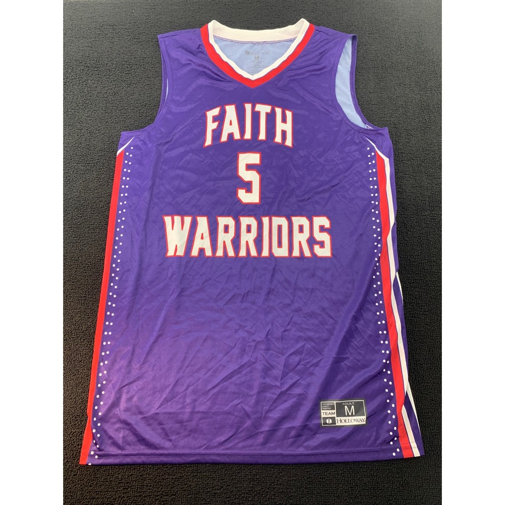 Holloway Faith Warriors Basketball‎ Jersey Blue Adult Medium M #5